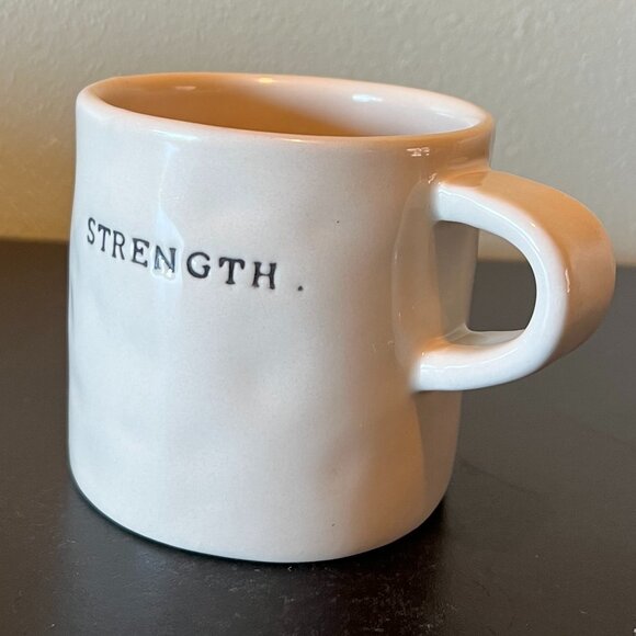 Rae Dunn By Magenta Dimpled Mug  w/ Typewriter Font Single Word STRENGTH. - Picture 6 of 9